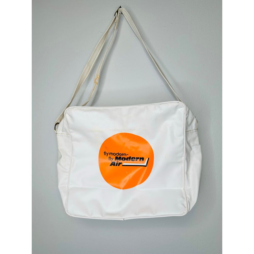 Vintage Fly Modern Air White Orange Circle Vinly Strap Adjustable Tote Bag